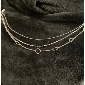 Silver Tone 3 Strand Necklace w/Magnetic Closure